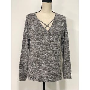 Sunday High-Low Faux Wrap Top Heather Grey Size S